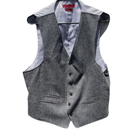 John Varvatos USA Black Gray Button Up Classic Suit Vest Men's Sz L - Picture 1 of 16
